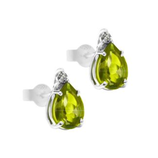Σκουλαρίκια Gems από λευκό χρυσό 18K με περίδοτο  και διαμάντια μπριγιάν