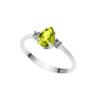 Δαχτυλίδι Gems από λευκό χρυσό 18K με περίδοτο και διαμάντια μπριγιάν