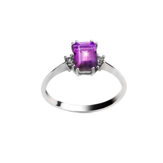 Δαχτυλίδι Gems από λευκό χρυσό 18K με αμέθυστο  και διαμάντια μπριγιάν