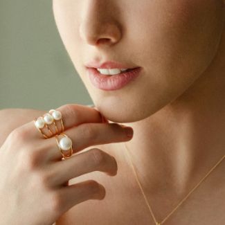Δαχτυλίδι Pearls από χρυσό 18Κ με freshwater pearls