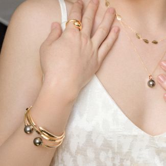 Βραχιόλι Pearls από χρυσό 14K με μαύρο μαργαριτάρι Ταϊτής