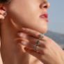 Δαχτυλίδι Secret Garden από χρυσό 14K με sky blue topaz και διαμάντια μπριγιάν