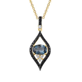 Μενταγιόν i από χρυσό 18K με London blue topaz και διαμάντια μπριγιάν